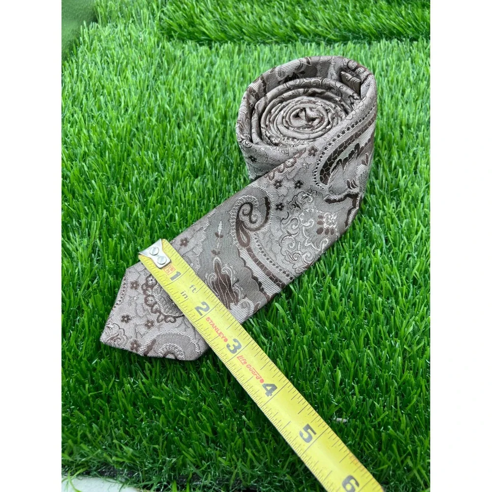 H&M 100% Silk Brown Paisley Patterned Necktie Classic Men's Fashion Formal‎